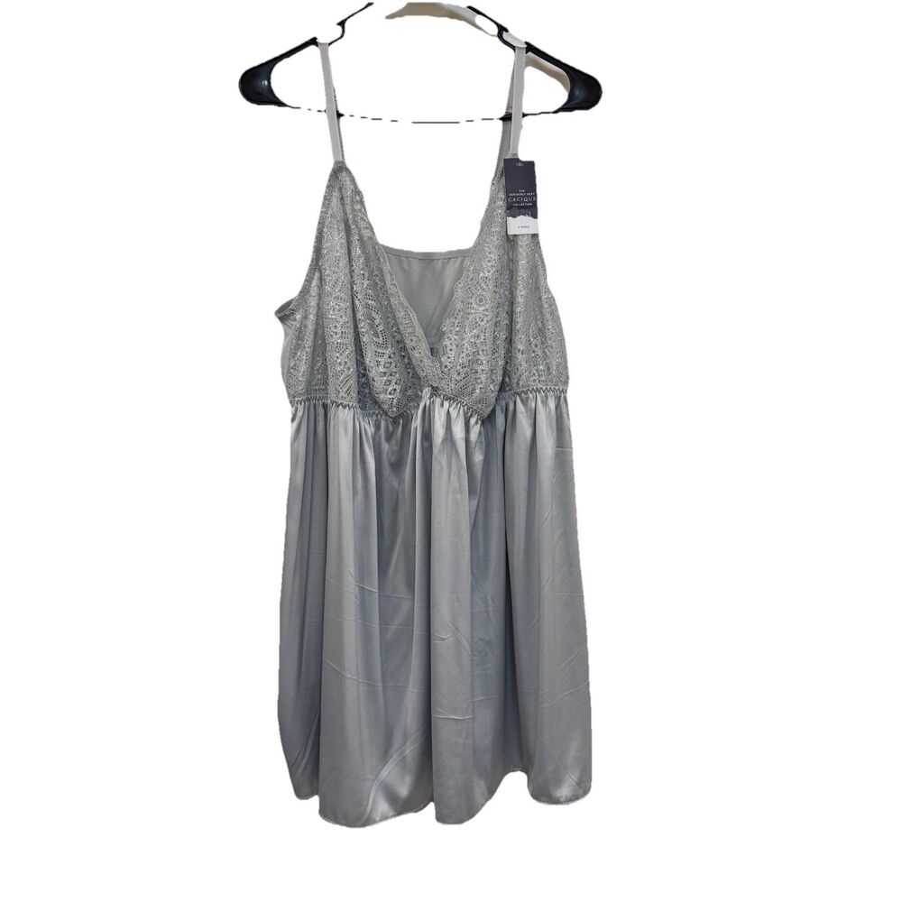 Cacique Women 26/28 Babydoll Lingerie Gray 2-Piece Set 3X / 4X New Tags